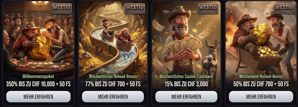 Screenshot of the Westio Casino app displaying various game options available for users.